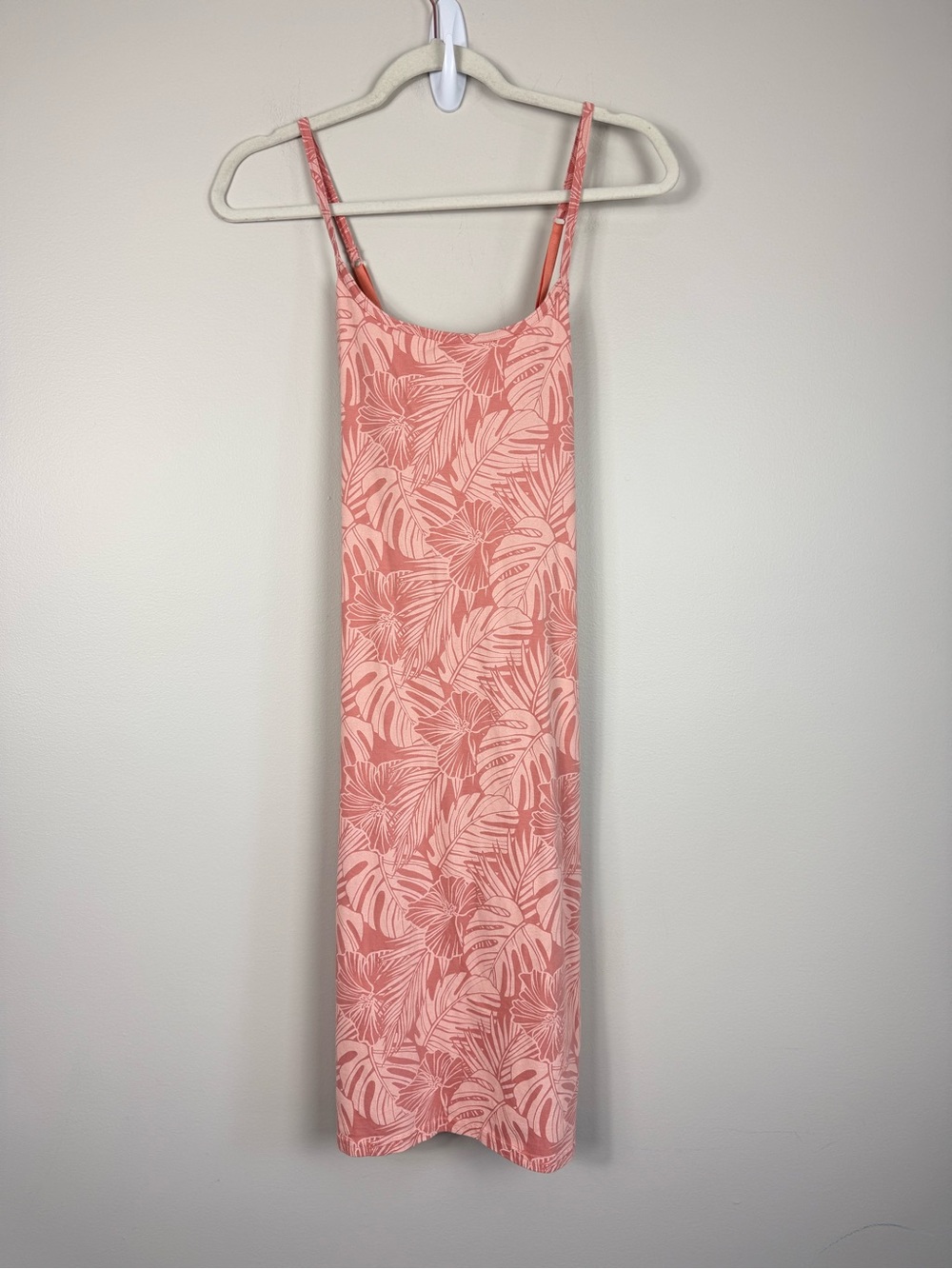 Pact Coral Pink Tropical Midi Slip Dress